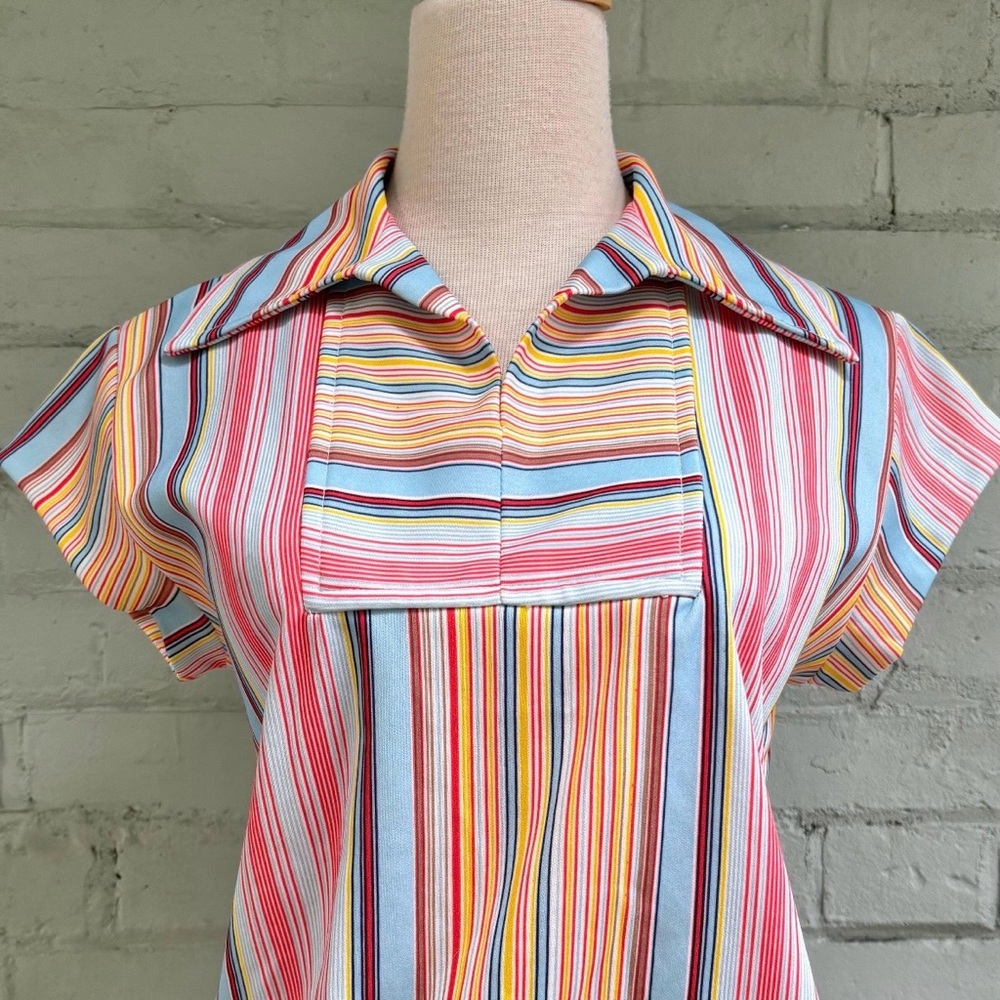 Vintage 70s Striped Multicolor Women's Top - Picture 8 of 9